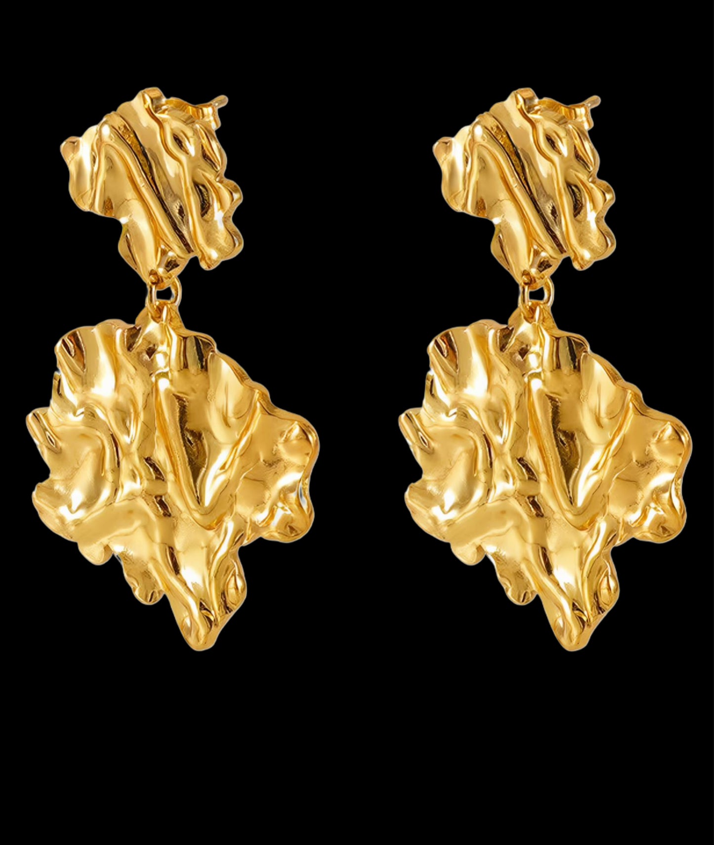 18K GOLD PLATED STAINLESS STEEL EARRINGS, INTENSITY; WATERPROOF; HYPOALLERGENIC JEWELRY