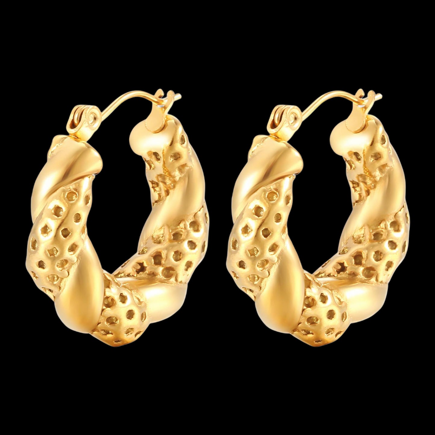 18K GOLD PLATED STAINLESS STEEL EARRINGS, INTENSIT; WATERPROOF; HYPOALLERGENIC JEWELRY