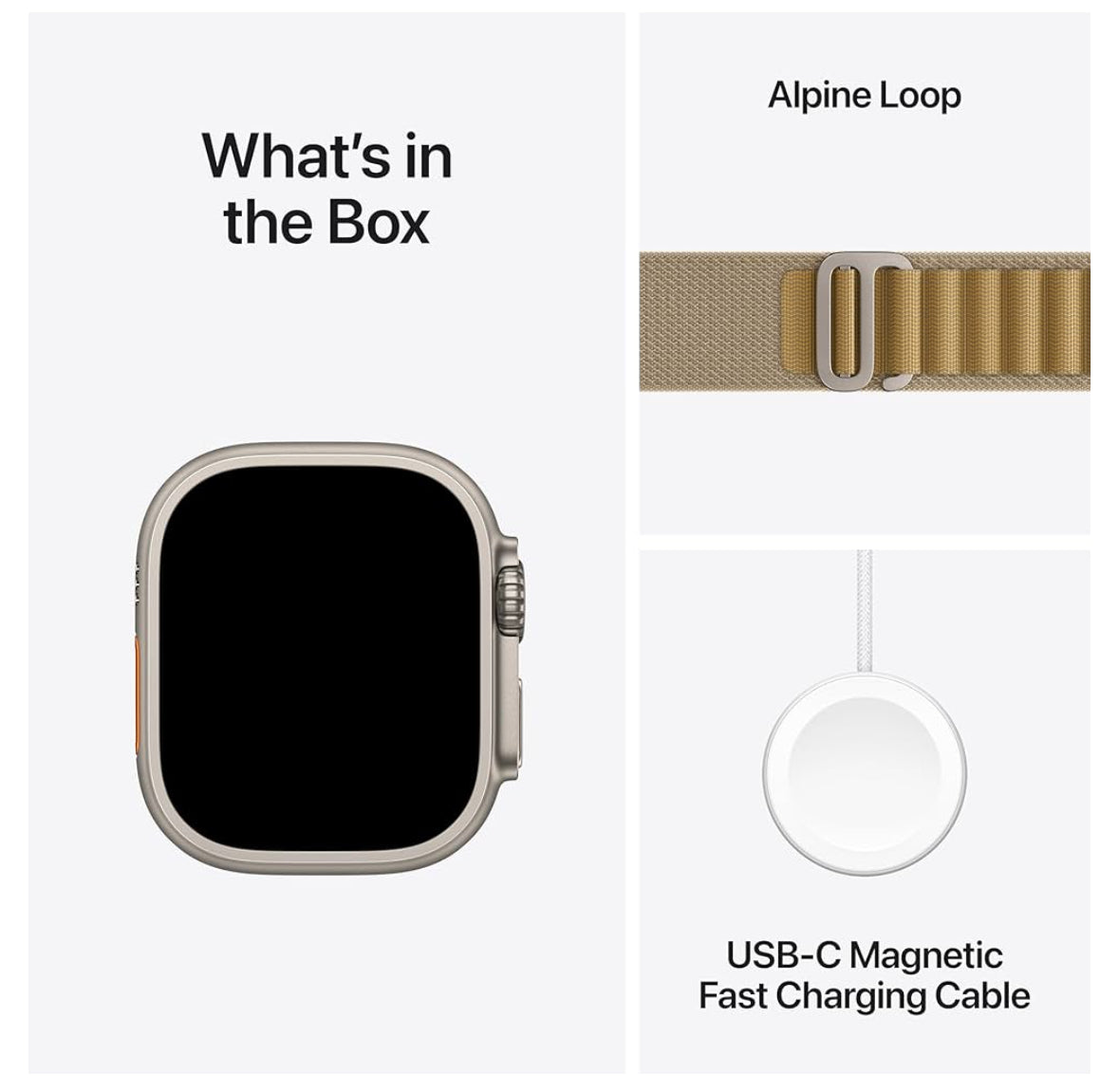 Apple Watch 49mm ultra 2 GPS + cellular smart watch, sports watch with Natural rugged Titanium case with Tan Alpine loop