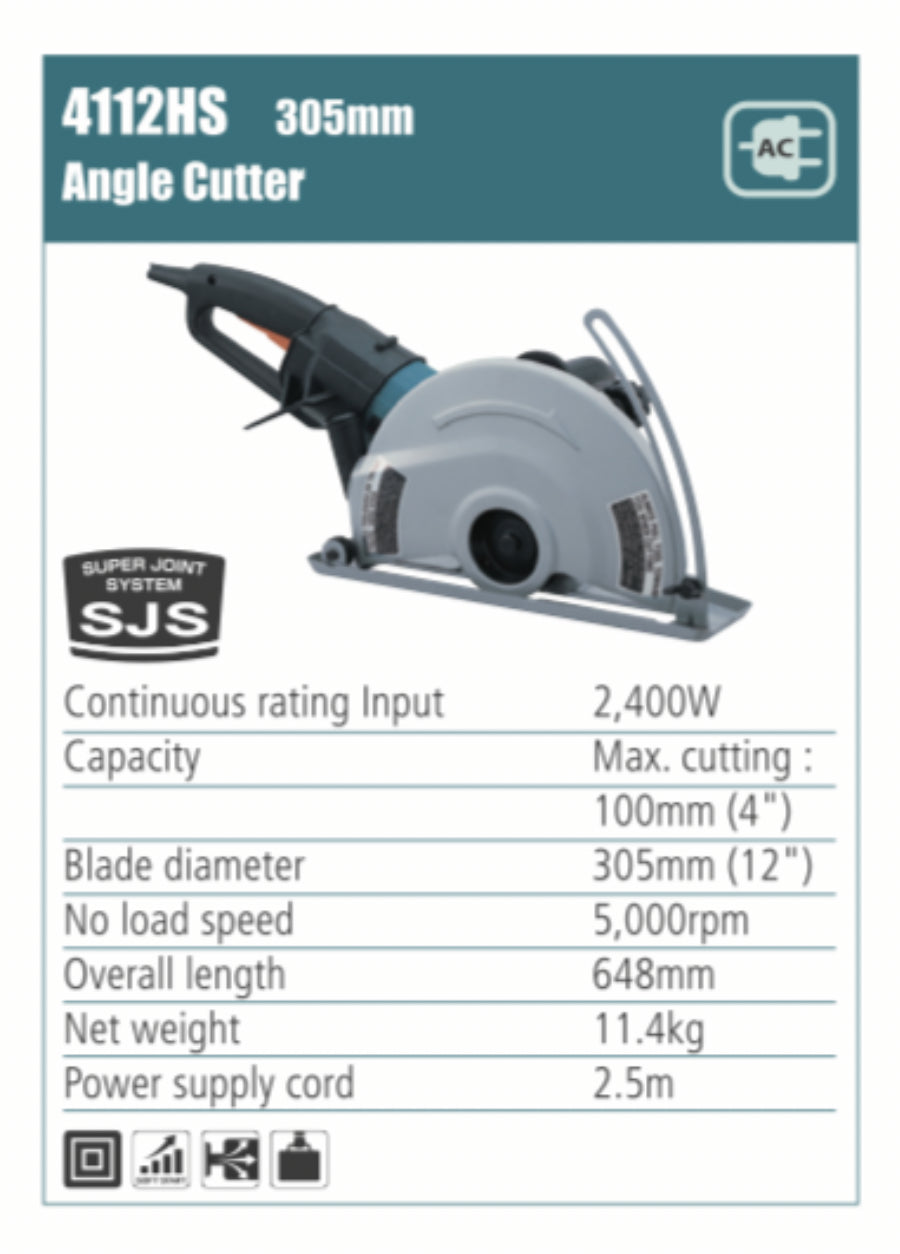 MAKITA 4112HS Angle Cutter, 305mm blade diameter, 2400W