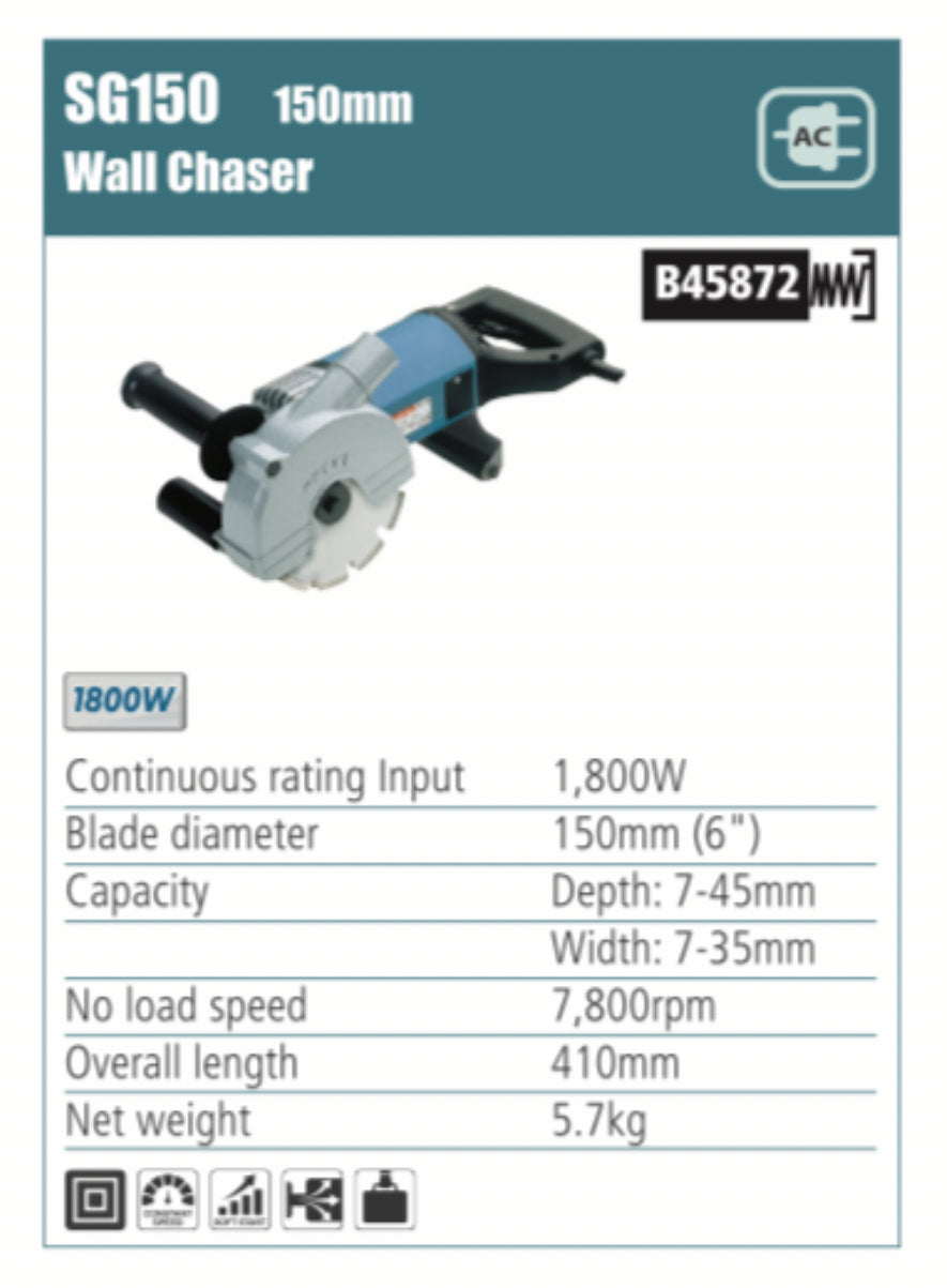 MAKITA SG150 Wall chaser 150mm blade diameter, 1800W