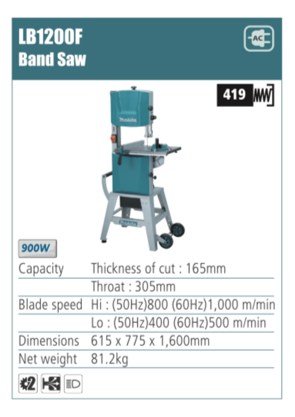 MAKITA LB1200F Band Saw, 900W