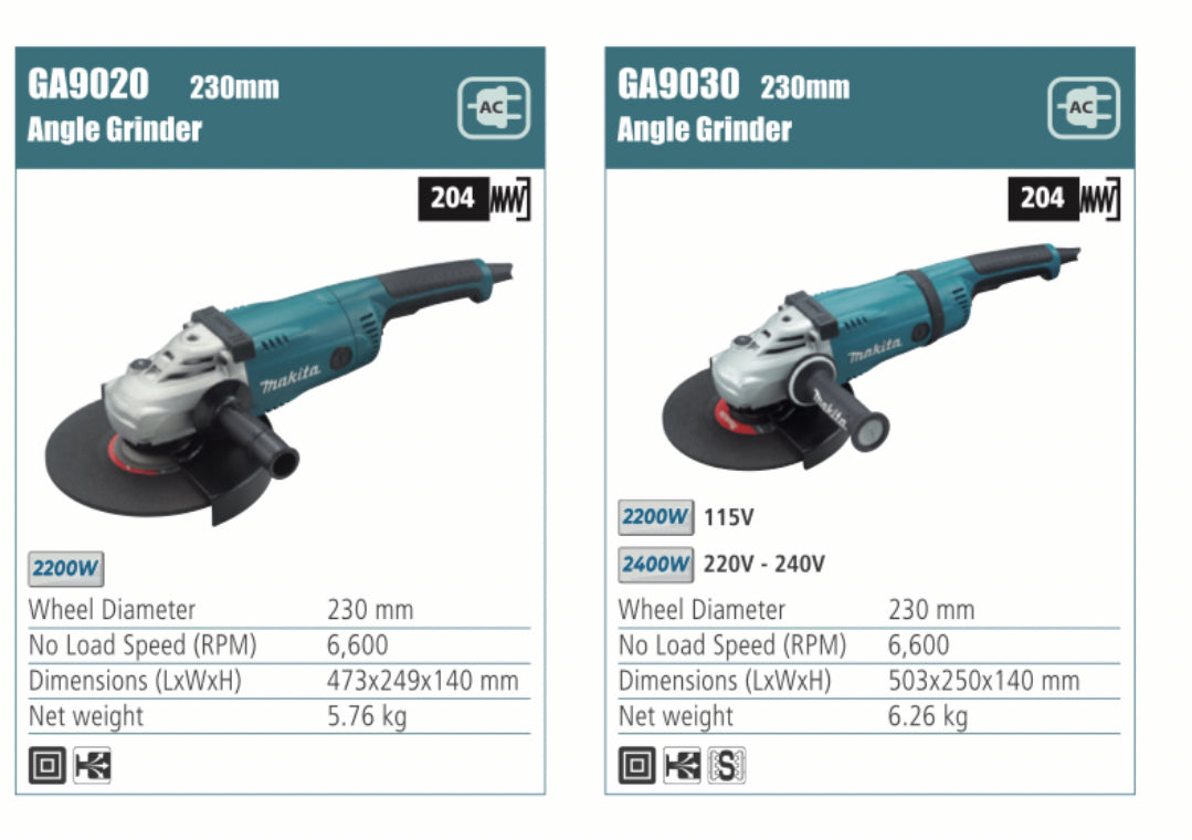 MAKITA 230mm angle grinder 2200W/2400W