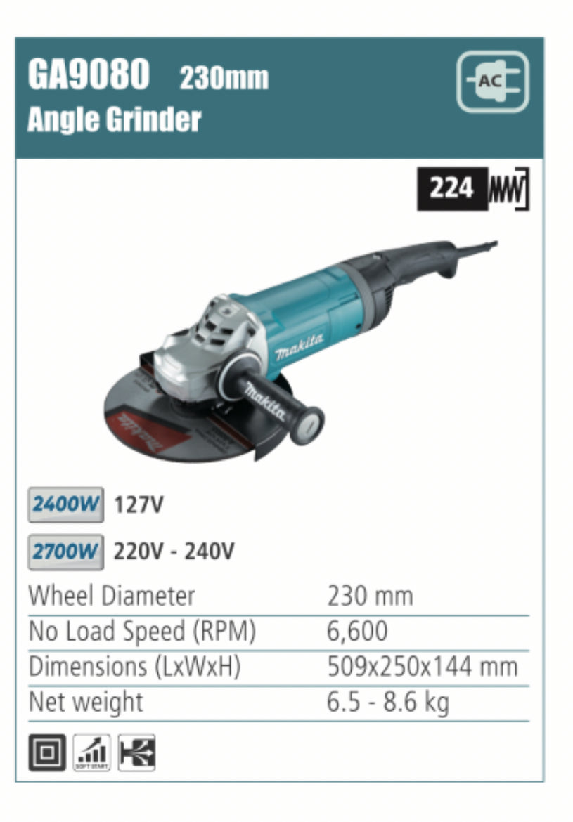MAKITA Angle Grinder /mechanical brake constant speed 180/230mm wheel diameter 2200/2800W