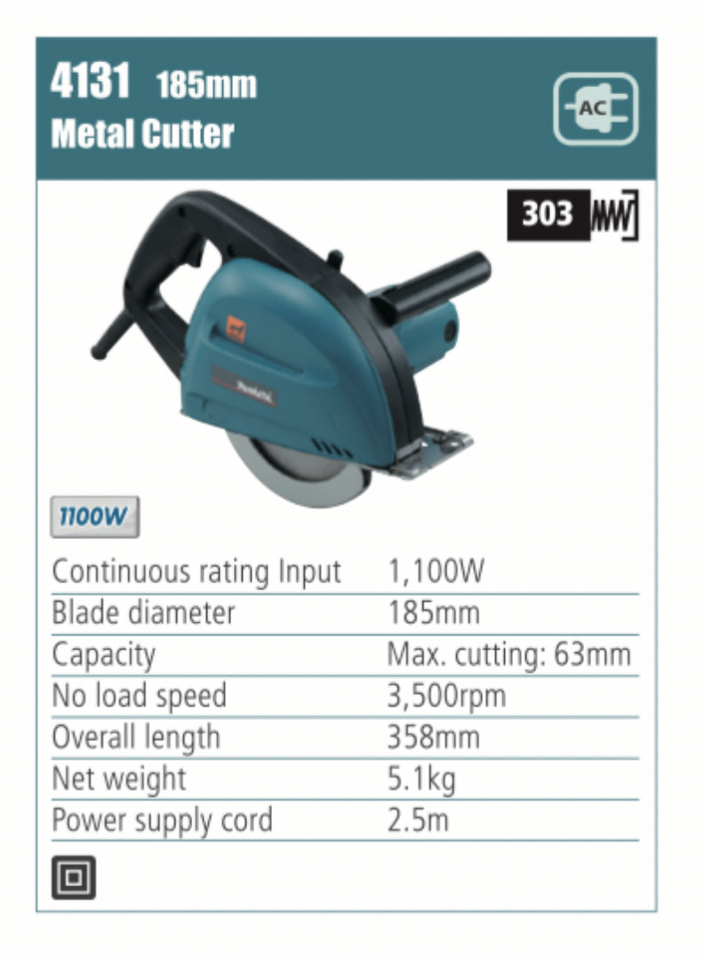 MAKITA 4131 Metal cutter, 185mm blade diameter, 1100W