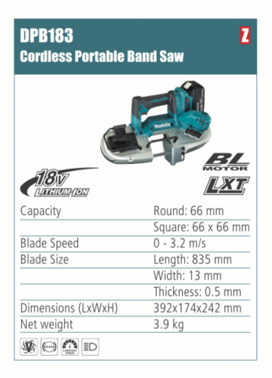 MAKITA DPB183 Cordless Portable Band Saw