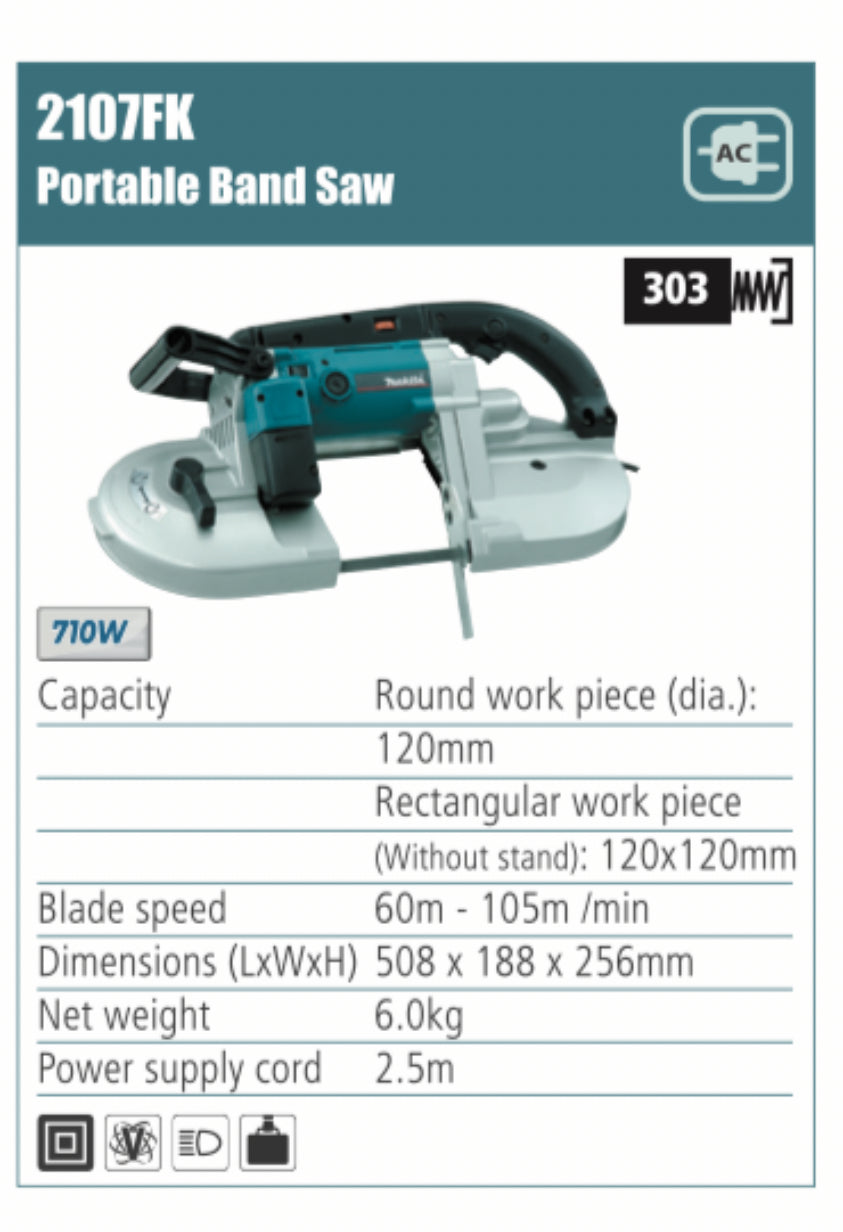MAKITA 2107FK Portable Band Saw 710W, 120mm x 120mm