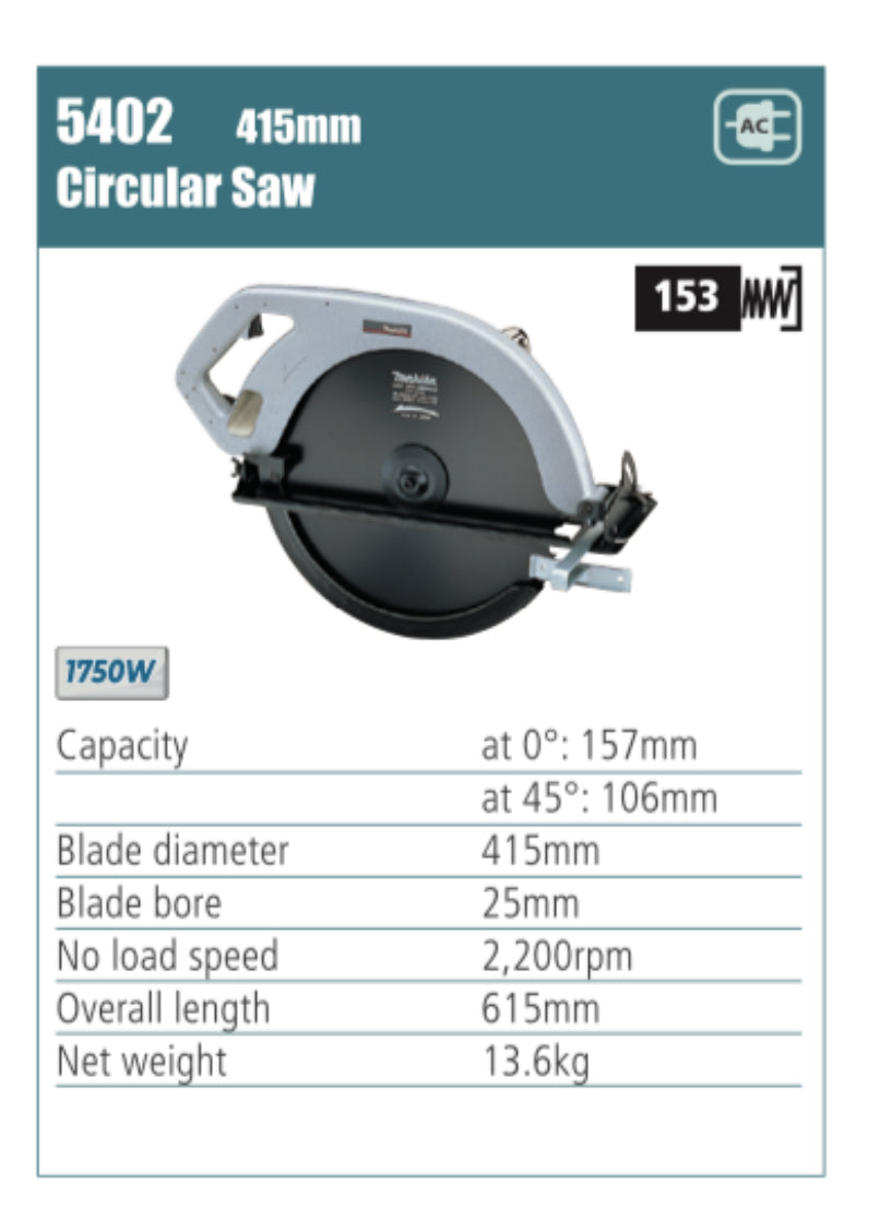 MAKITA 5402 Circular saw, 415mm blade diameter, 1750W