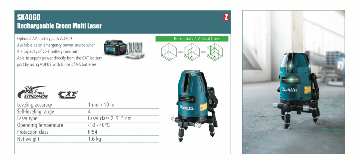 MAKITA SK40GD Rechargeable Green multi laser
