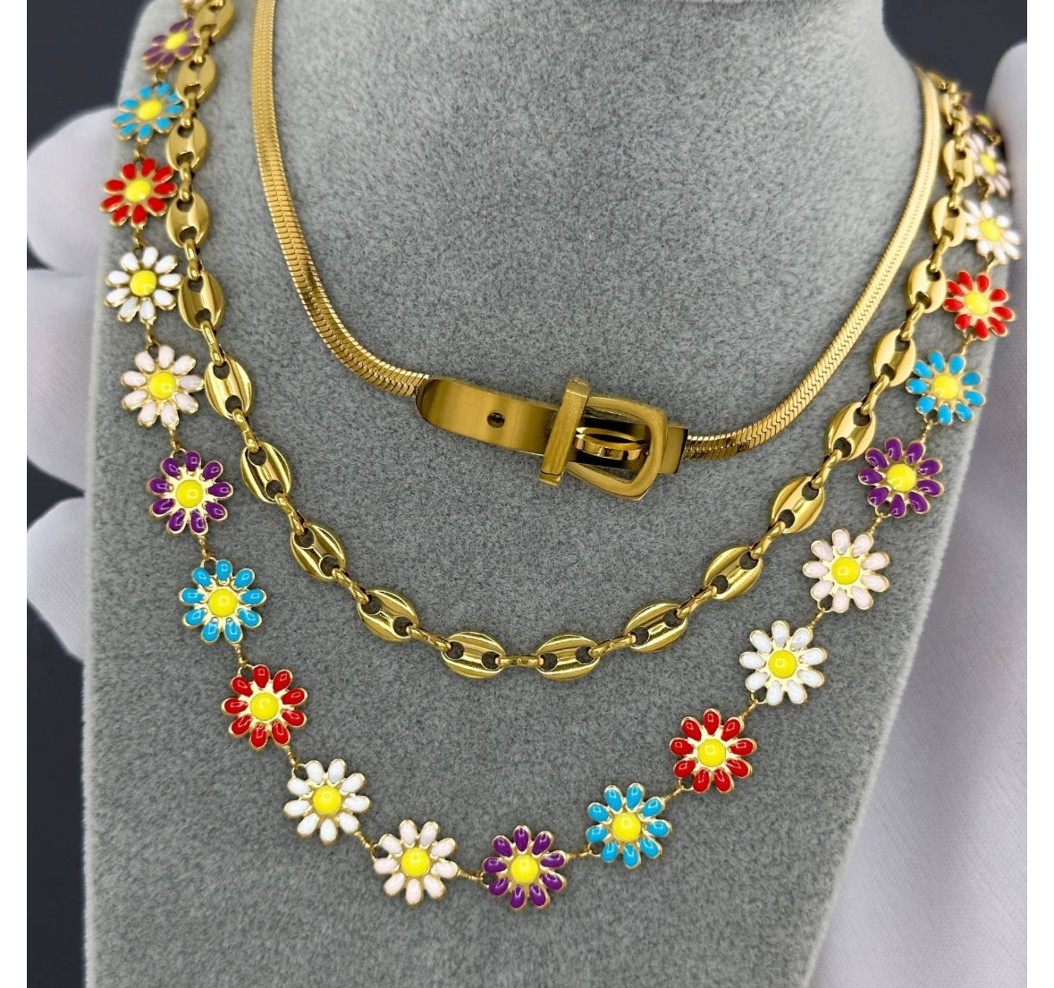 18K GOLD PLATED STAINLESS STEEL NECKLACE,INTENSITY,WATERPROOF, HYPOALLERGENIC JEWELRY