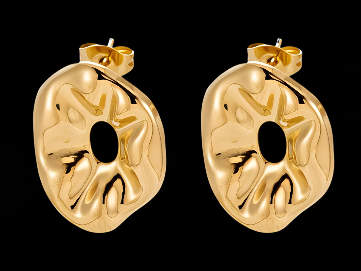 18K GOLD PLATED STAINLESS STEEL EARRINGS, INTENSITY; WATERPROOF; HYPOALLERGENIC JEWELRY