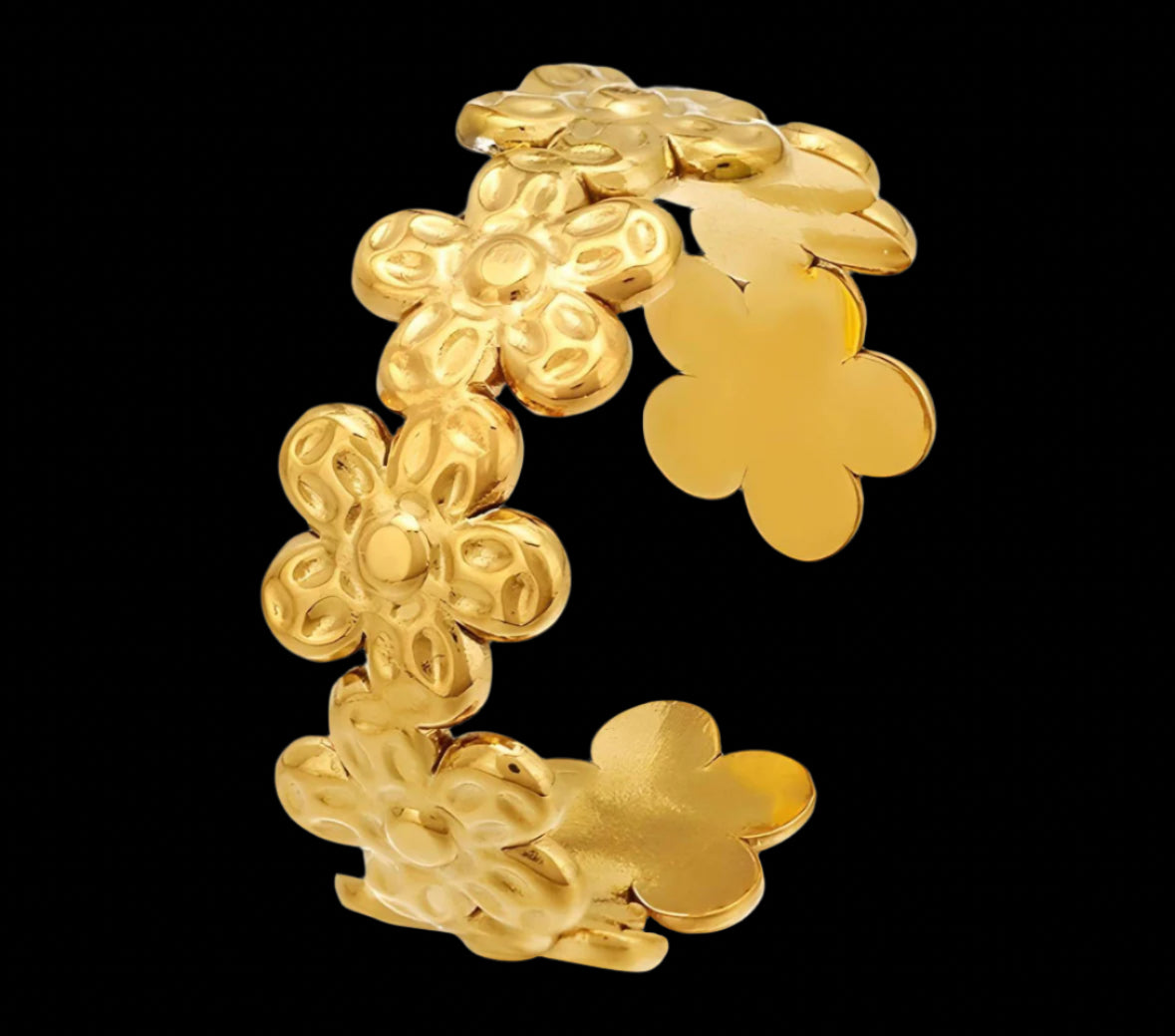 18K GOLD PLATED STAINLESS STEEL FINGER RING, INTENSITY; WATERPROOF; HYPOALLERGENIC JEWELRY