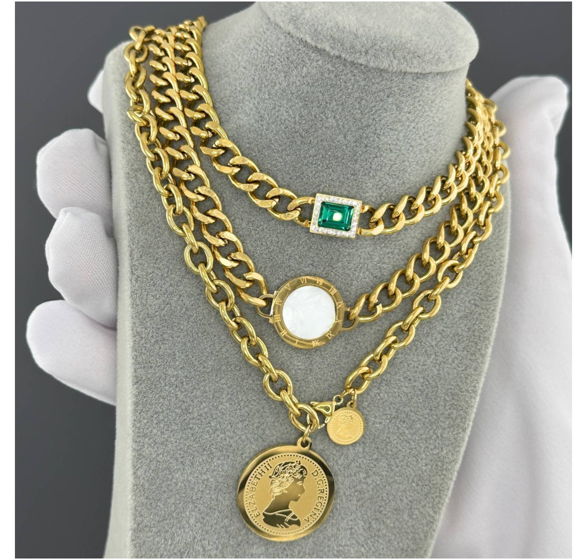 18K GOLD PLATED STAINLESS STEEL NECKLACE,INTENSITY,WATERPROOF, HYPOALLERGENIC JEWELRY