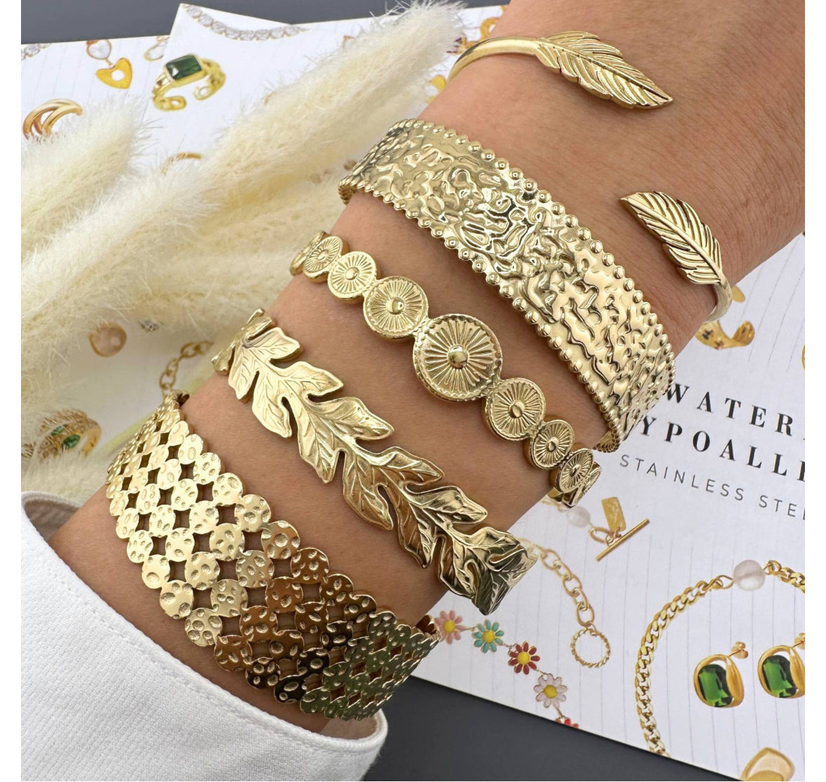 18K GOLD PLATED STAINLESS STEEL BRACELET, INTENSITY, WATERPROOF, HYPOALLERGENIC JEWELRY