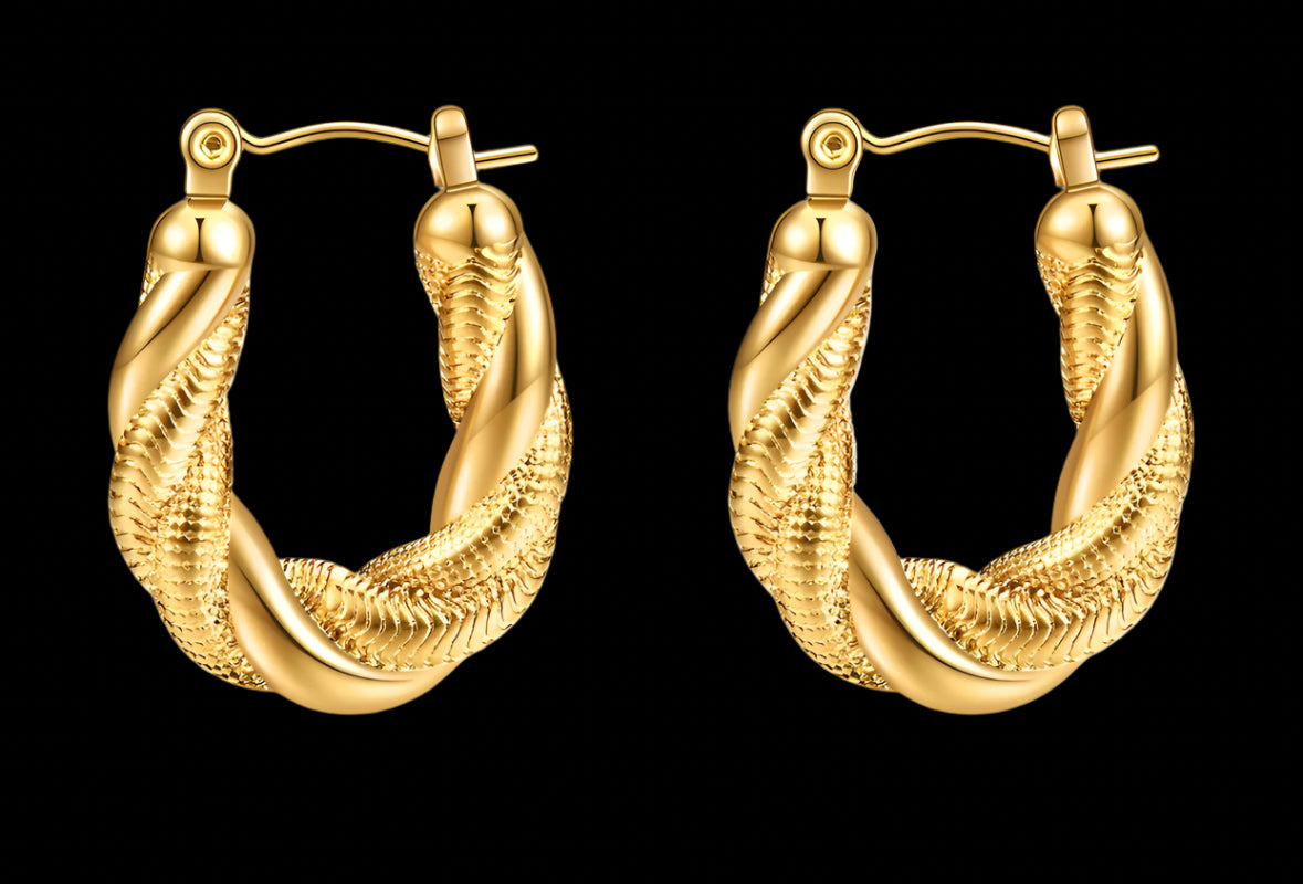 18K GOLD PLATED STAINLESS STEEL EARRINGS, INTENSITY; WATERPROOF; HYPOALLERGENIC JEWELRY