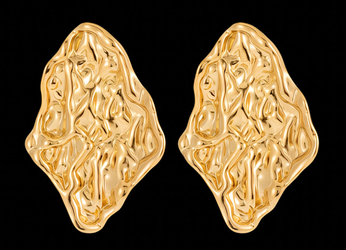 18K GOLD PLATED STAINLESS STEEL EARRINGS, INTENSITY; WATERPROOF; HYPOALLERGENIC JEWELRY