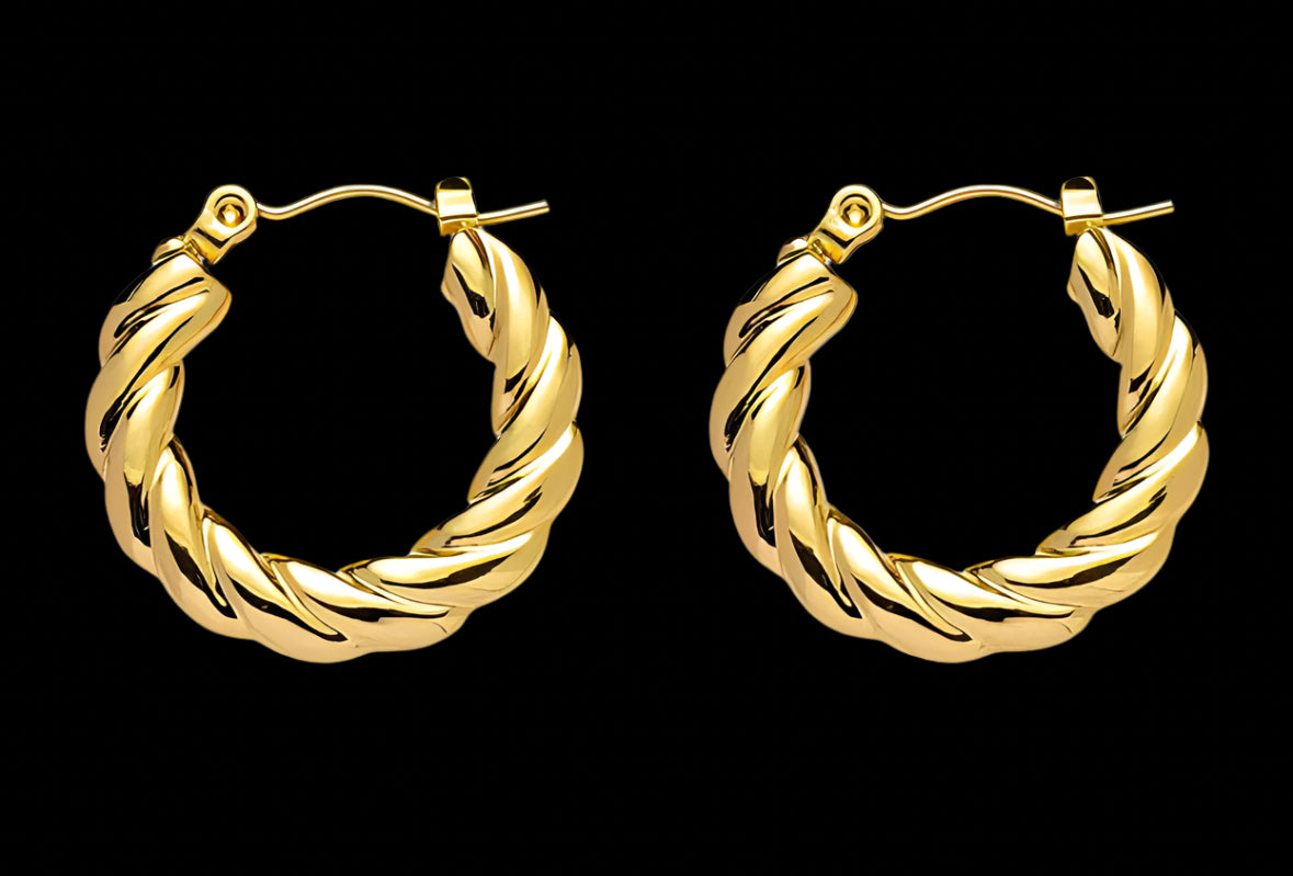 18K GOLD PLATED STAINLESS STEEL EARRINGS, INTENSITY; WATERPROOF; HYPOALLERGENIC JEWELRY