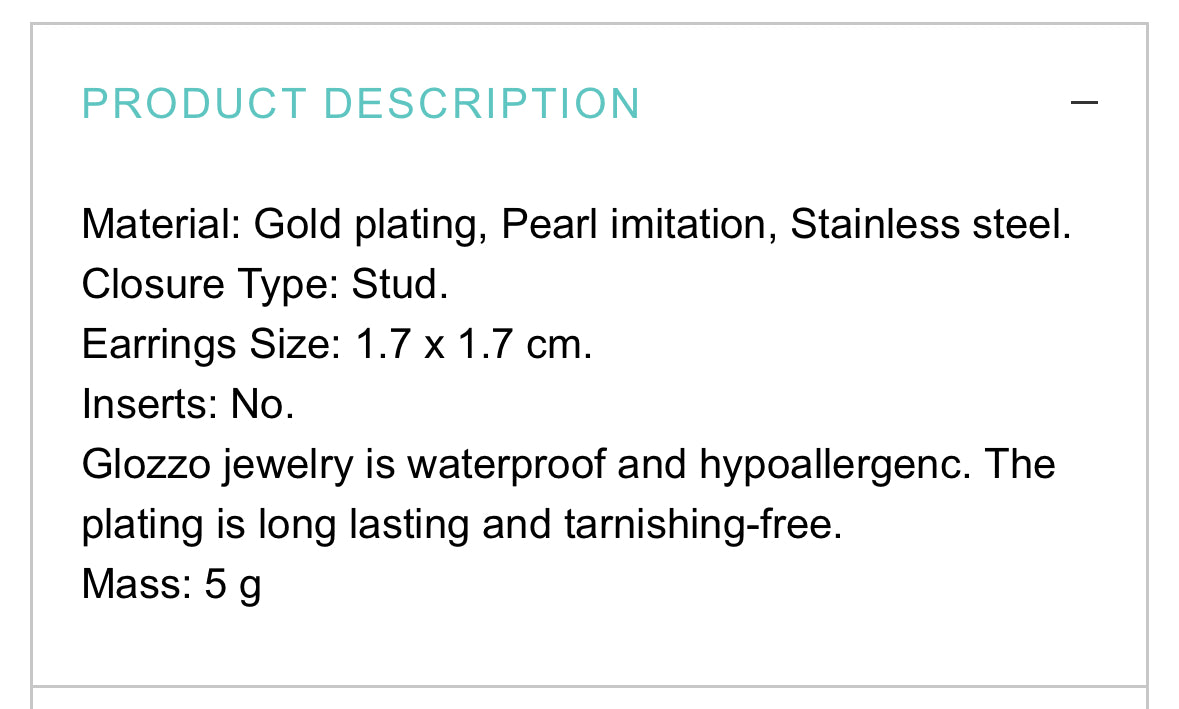 18K GOLD PLATED STAINLESS STEEL EARRINGS, INTENSITY; WATERPROOF; HYPOALLERGENIC JEWELRY