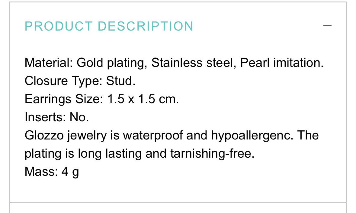 18K GOLD PLATED STAINLESS STEEL EARRINGS, INTENSITY; WATERPROOF; HYPOALLERGENIC JEWELRY