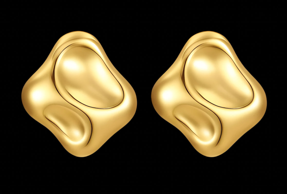 18K GOLD PLATED STAINLESS STEEL EARRINGS, INTENSITY; WATERPROOF; HYPOALLERGENIC JEWELRY