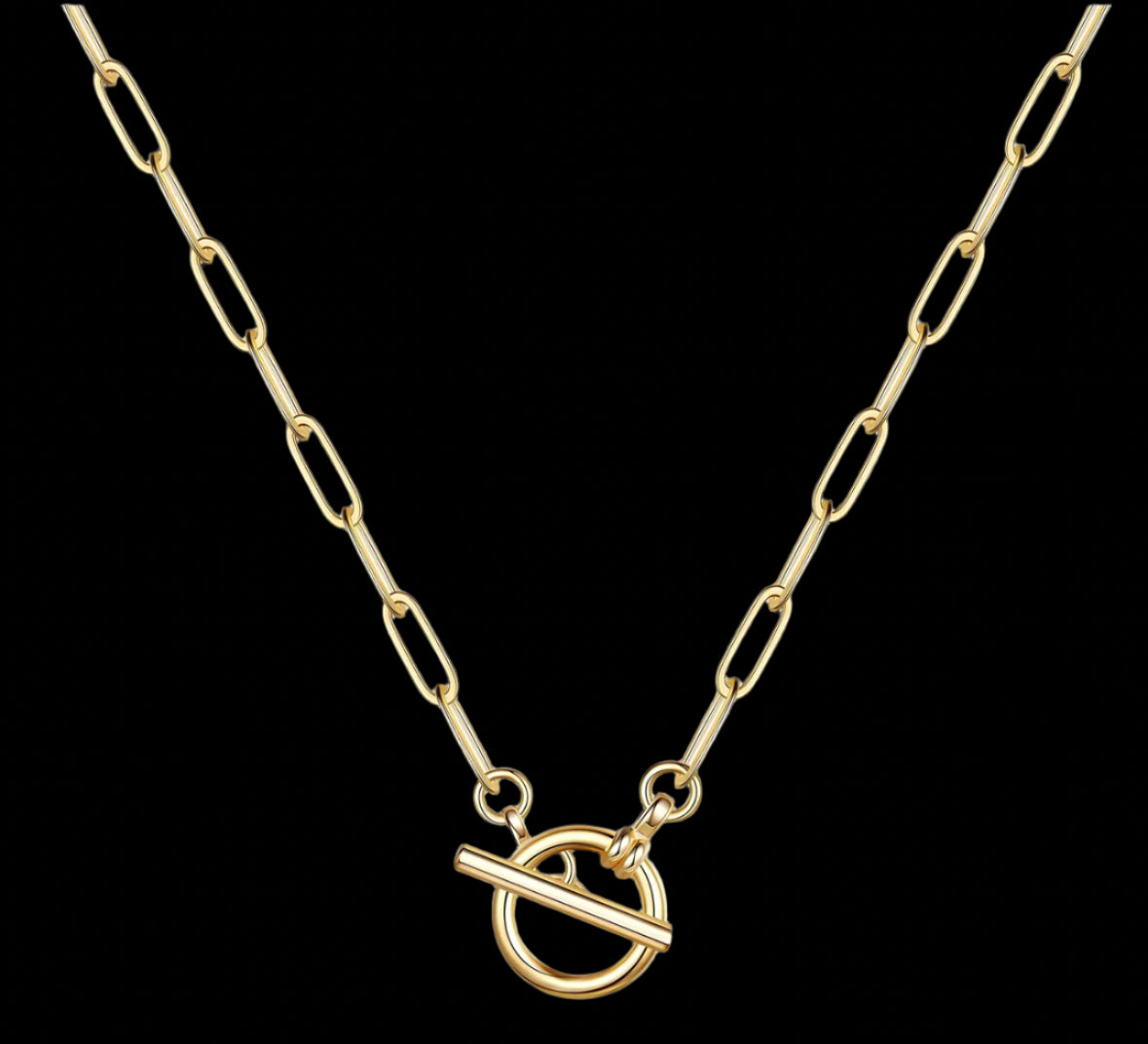 18K GOLD PLATED STAINLESS STEEL NECKLACE,INTENSITY,WATERPROOF, HYPOALLERGENIC JEWELRY