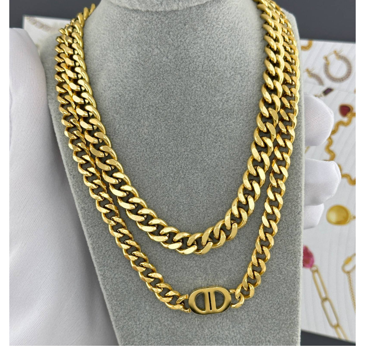 18K GOLD PLATED STAINLESS STEEL NECKLACE,INTENSITY,WATERPROOF, HYPOALLERGENIC JEWELRY