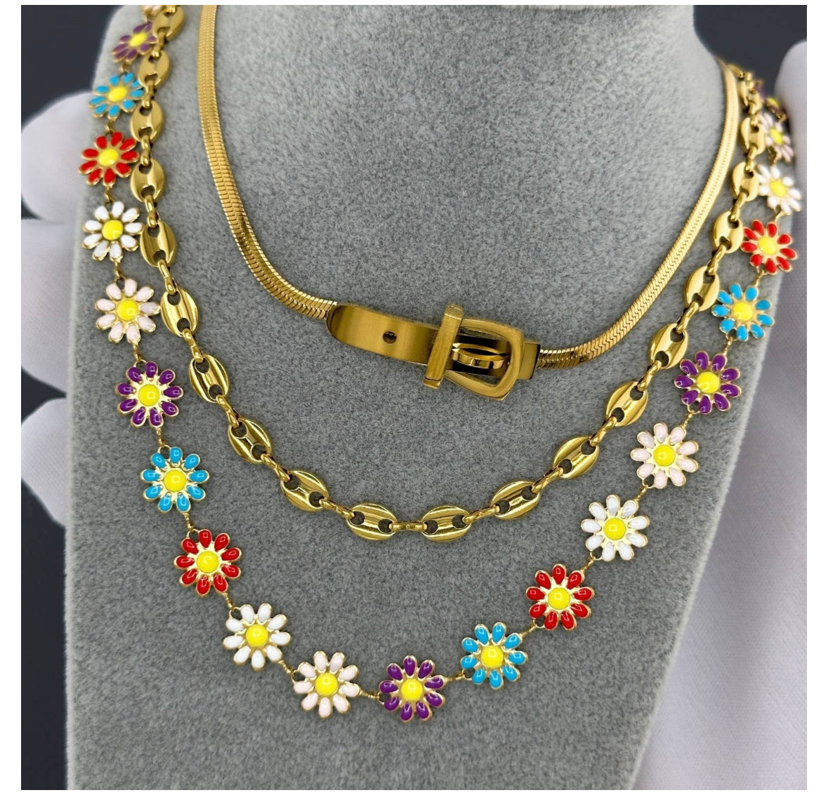 18K GOLD PLATED STAINLESS STEEL NECKLACE,INTENSITY,WATERPROOF, HYPOALLERGENIC JEWELRY