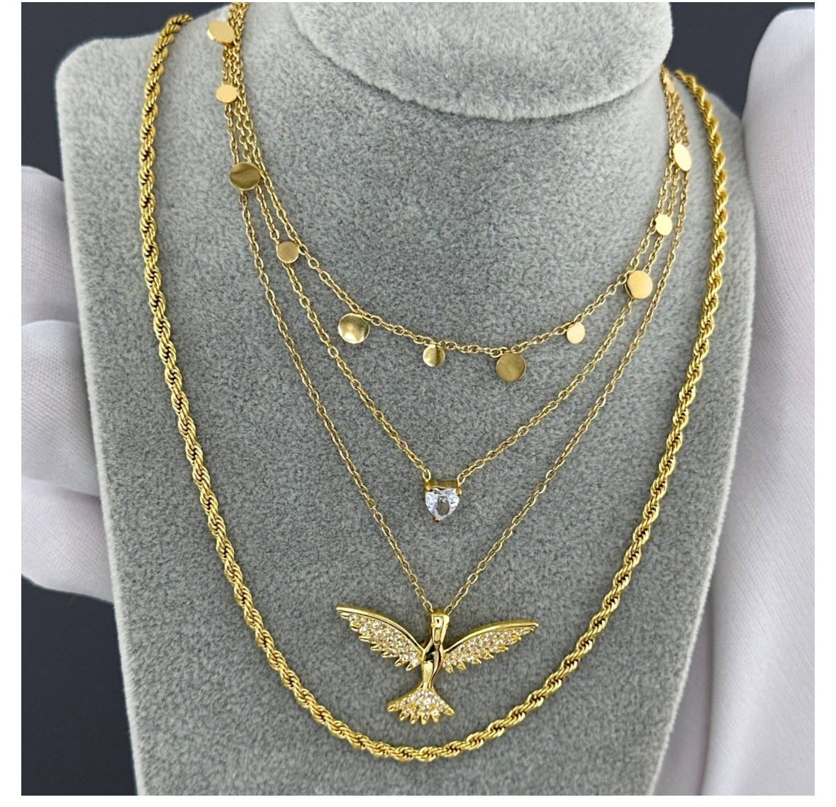 18K GOLD PLATED STAINLESS STEEL NECKLACE,INTENSITY,WATERPROOF, HYPOALLERGENIC JEWELRY