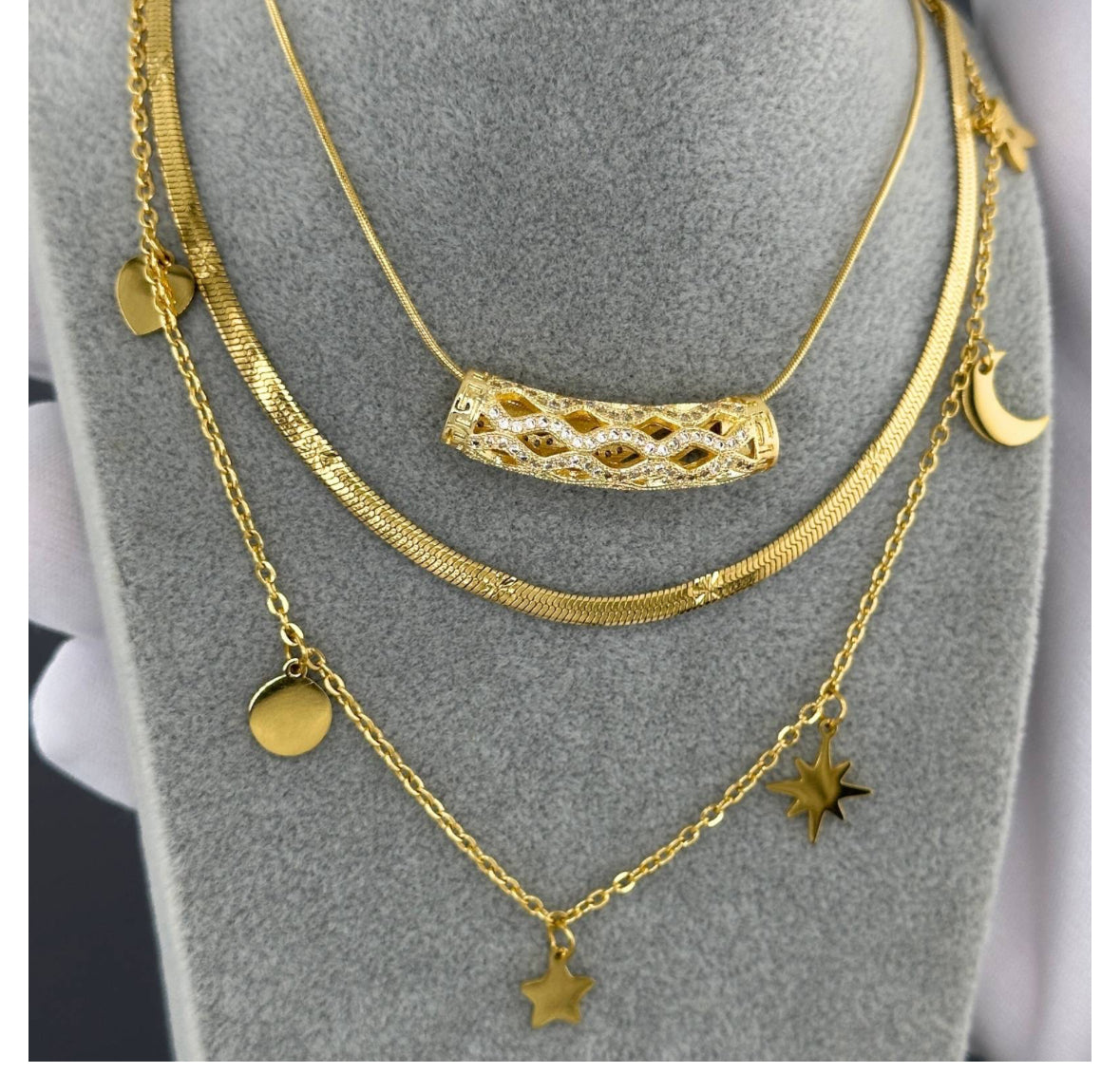 18K GOLD PLATED STAINLESS STEEL NECKLACE,INTENSITY,WATERPROOF, HYPOALLERGENIC JEWELRY