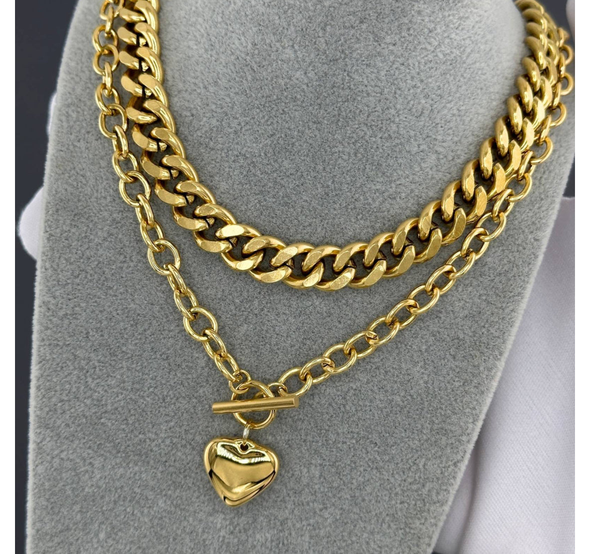18K GOLD PLATED STAINLESS STEEL NECKLACE,INTENSITY,WATERPROOF, HYPOALLERGENIC JEWELRY