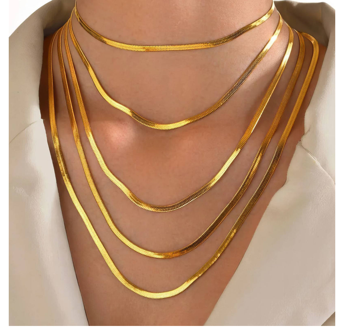 18K GOLD PLATED STAINLESS STEEL NECKLACE,INTENSITY,WATERPROOF, HYPOALLERGENIC JEWELRY