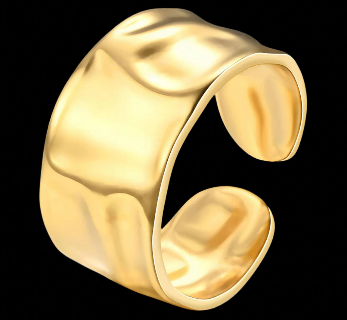18K GOLD PLATED STAINLESS STEEL FINGER RING, INTENSITY; WATERPROOF; HYPOALLERGENIC JEWELRY