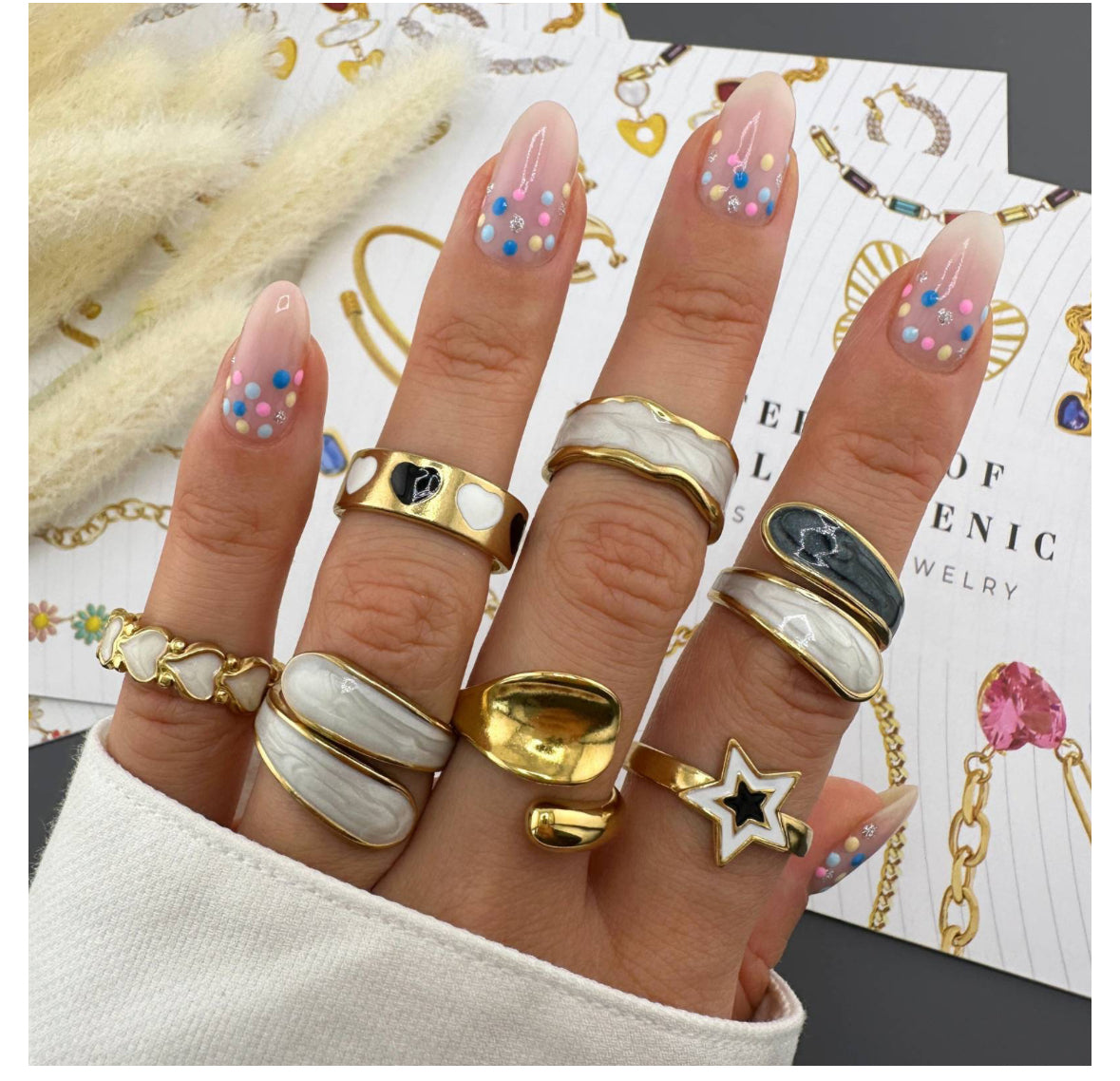 18K GOLD PLATED STAINLESS STEEL FINGER RING, INTENSITY; WATERPROOF; HYPOALLERGENIC JEWELRY