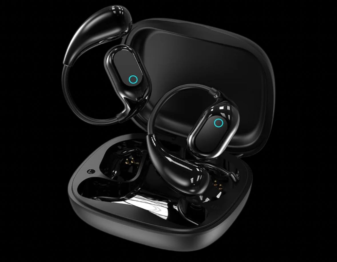 Open Ear earbuds bluetooth 5.4-Bone conduction headphones 2025 new intelligent touch screen ultra comfy over the ear bluetooth earbuds with ear hooks IPX7 waterproof for exercise 2