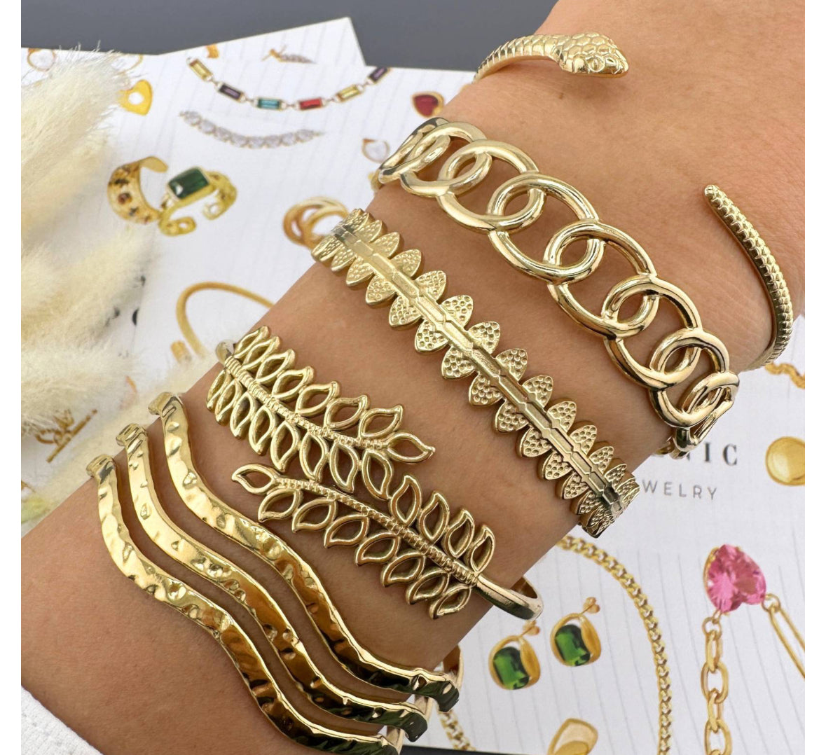 18K GOLD PLATED STAINLESS STEEL BRACELET, INTENSITY ,WATERPROOF, HYPOALLERGENIC JEWELRY