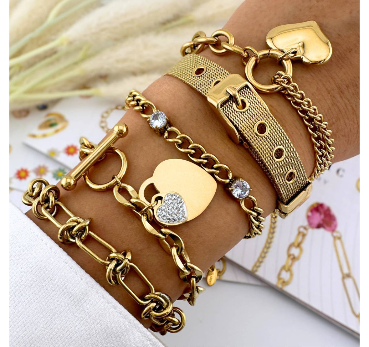 18K GOLD PLATED STAINLESS STEEL BRACELET, INTENSITY,WATERPROOF, HYPOALLERGENIC JEWELRY