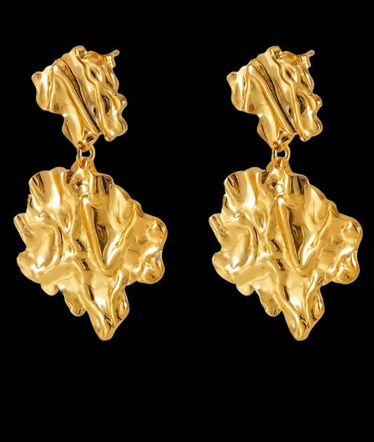 18K GOLD PLATED STAINLESS STEEL EARRINGS, INTENSITY;  WATERPROOF; HYPOALLERGENIC JEWELRY