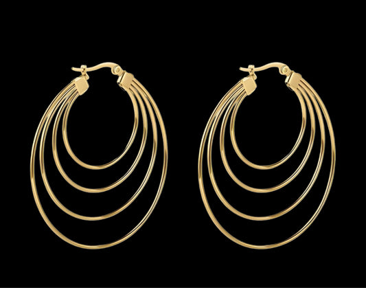 18K GOLD PLATED STAINLESS STEEL EARRINGS, INTENSITY;  WATERPROOF; HYPOALLERGENIC JEWELRY
