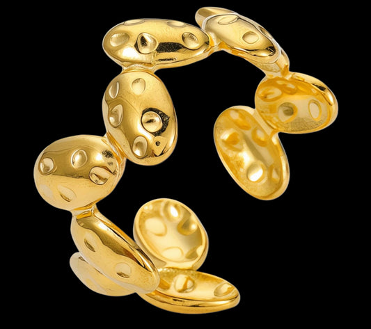 18K GOLD PLATED STAINLESS STEEL FINGER RING, INTENSITY;  WATERPROOF; HYPOALLERGENIC JEWELRY