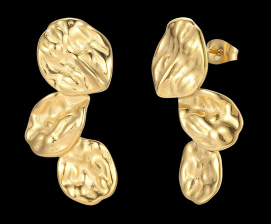 18K GOLD PLATED STAINLESS STEEL EARRINGS, INTENSITY;  WATERPROOF; HYPOALLERGENIC JEWELRY