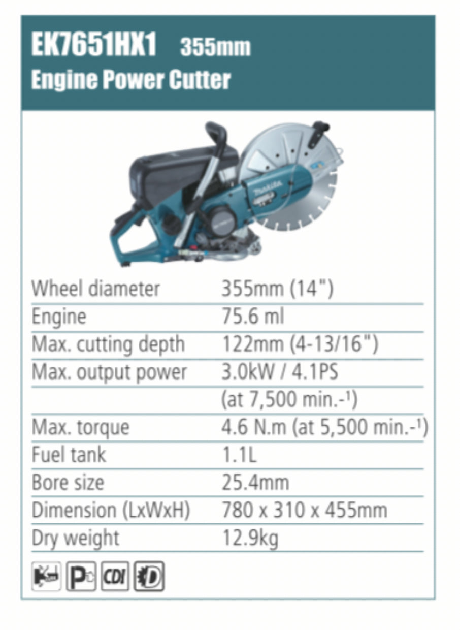 MAKITA  EK7651HX1 Engine Power Cutter 355mm wheel diameter
