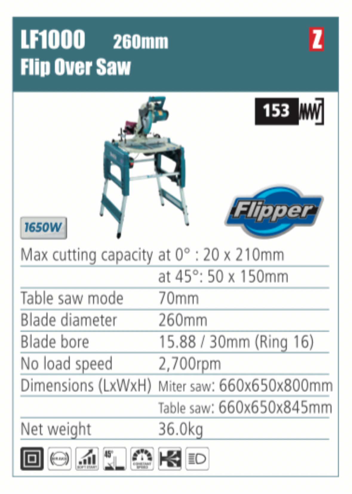 MAKITA LF1000 Flip over saw 1650W
