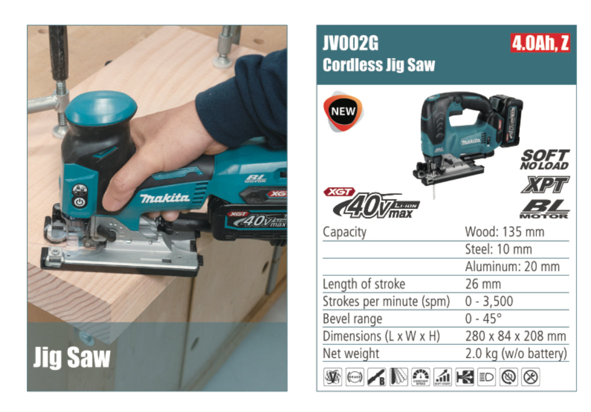 MAKITA JV002G Cordless Jig Saw 26mm length of stroke, without battery
