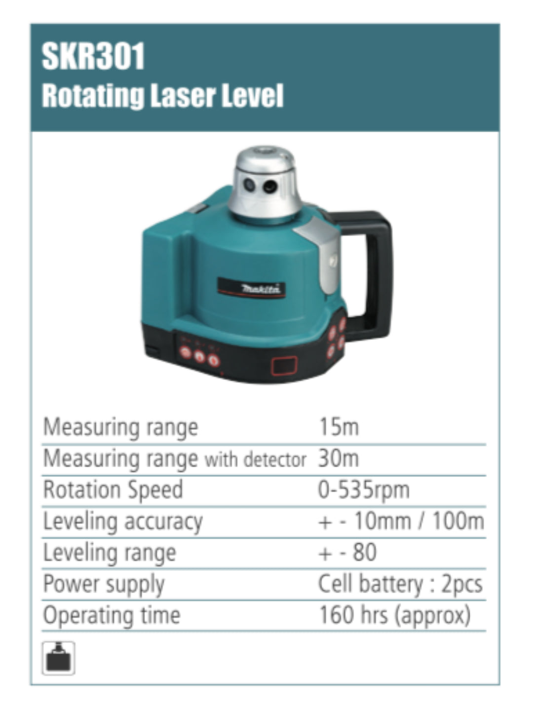 MAKITA SKR301 Rotating laser level, 15m measuring range