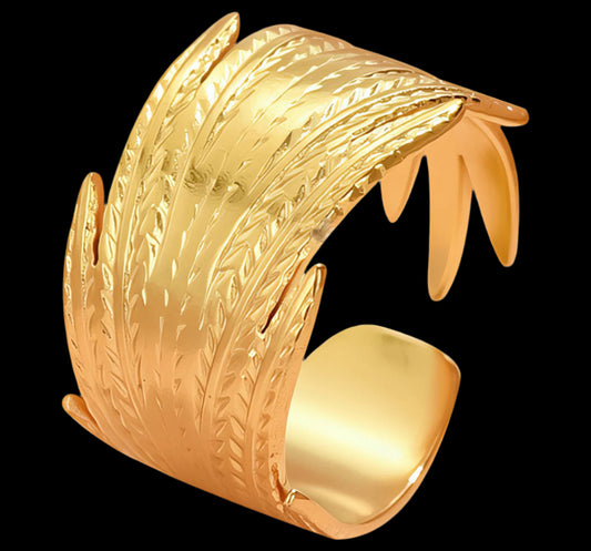 18K GOLD PLATED STAINLESS STEEL FINGER RING, INTENSITY;  WATERPROOF; HYPOALLERGENIC JEWELRY