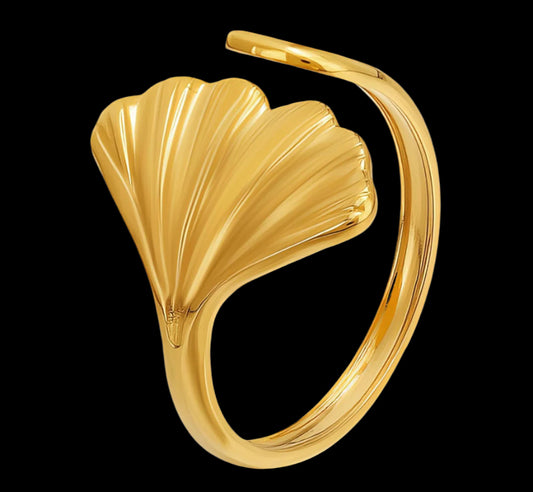 18K GOLD PLATED STAINLESS STEEL FINGER RING, INTENSITY;  WATERPROOF; HYPOALLERGENIC JEWELRY