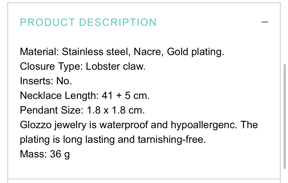18K GOLD PLATED STAINLESS STEEL NECKLACE,INTENSITY,WATERPROOF, HYPOALLERGENIC JEWELRY