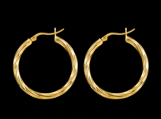 18K GOLD PLATED STAINLESS STEEL EARRINGS, INTENSITY;  WATERPROOF; HYPOALLERGENIC JEWELRY