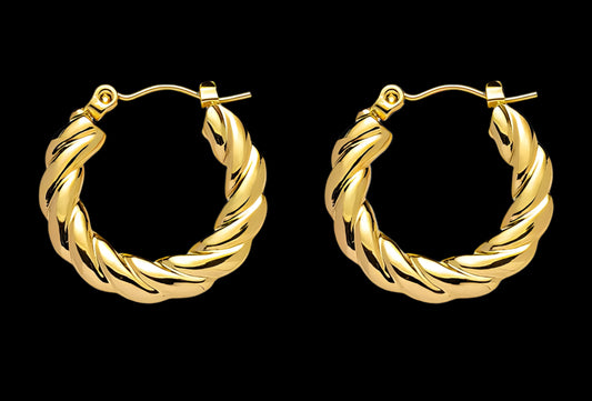 18K GOLD PLATED STAINLESS STEEL EARRINGS, INTENSITY;  WATERPROOF; HYPOALLERGENIC JEWELRY