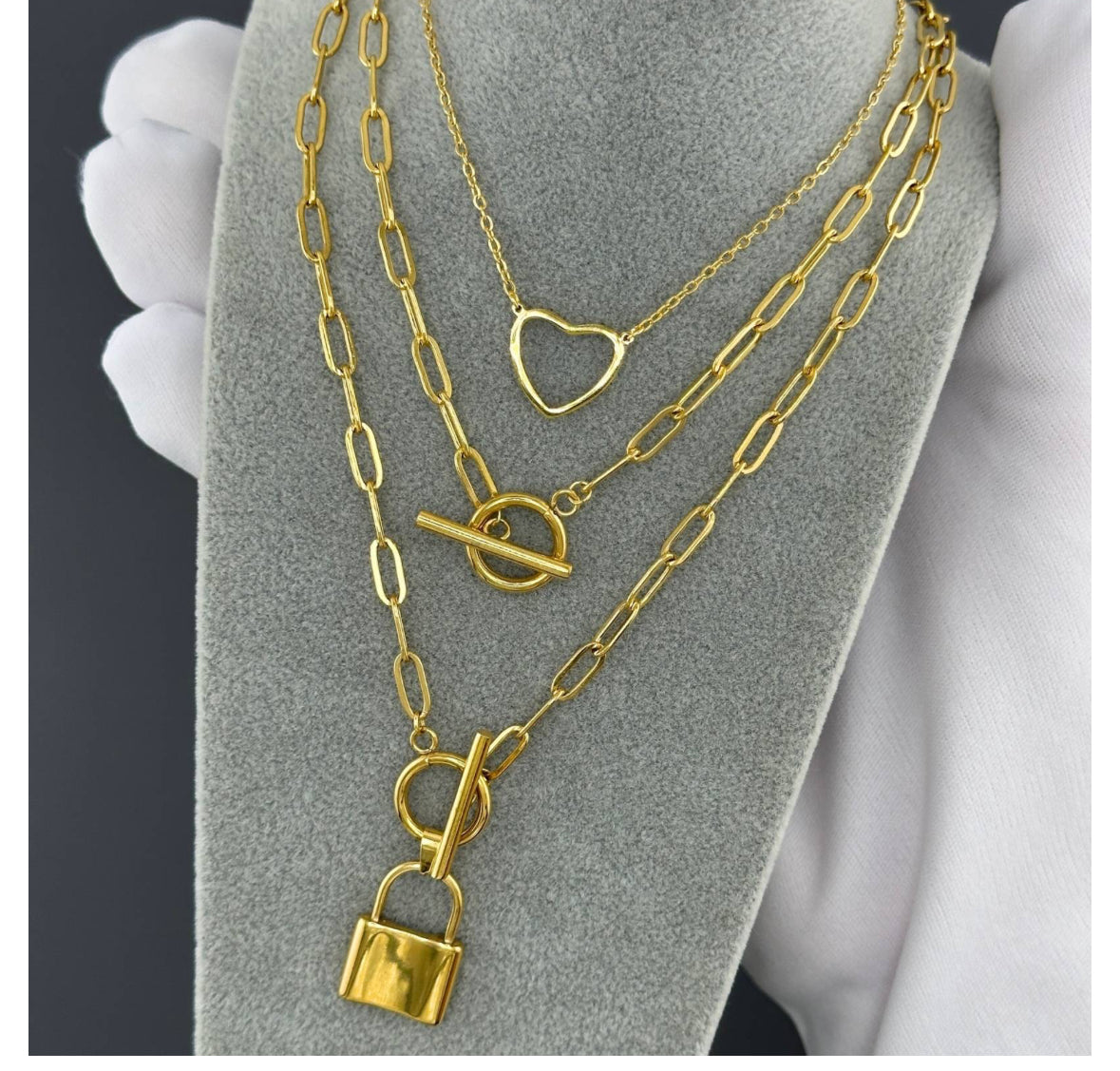 18K GOLD PLATED STAINLESS STEEL NECKLACE,INTENSITY,WATERPROOF, HYPOALLERGENIC JEWELRY